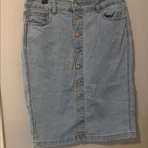 Denim Button-Front Skirt